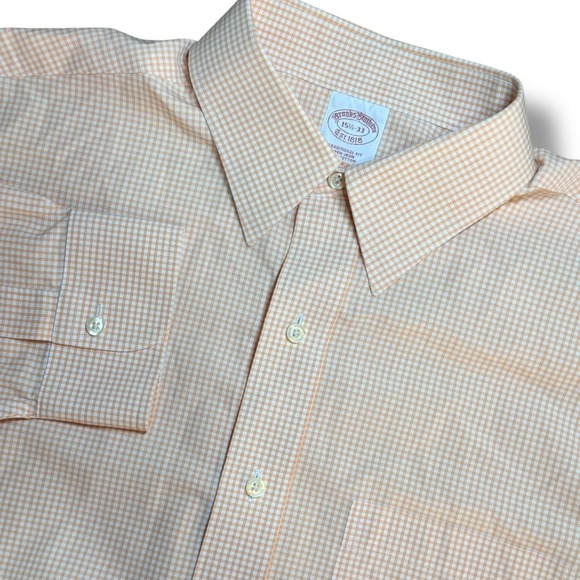 Brooks Brothers Other - Brooks Brothers Traditional Fit Non Iron Orange Check Button Down Shirt Men 15.5